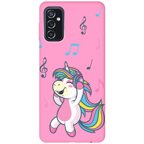 Матовый чехол Musical Unicorn для Samsung Galaxy M52 5G / Самсунг М52 с 3D эффектом розовый матовый чехол musical unicorn для samsung galaxy a54 5g самсунг а54 с 3d эффектом розовый