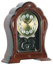 Большие настольные коричневые винтажные часы MIRRON F708C Д/Декоративные классические каминные часы/Интерьерные часы коричневые с маятником/Золотой (светлый) циферблат/Металлический циферблат
