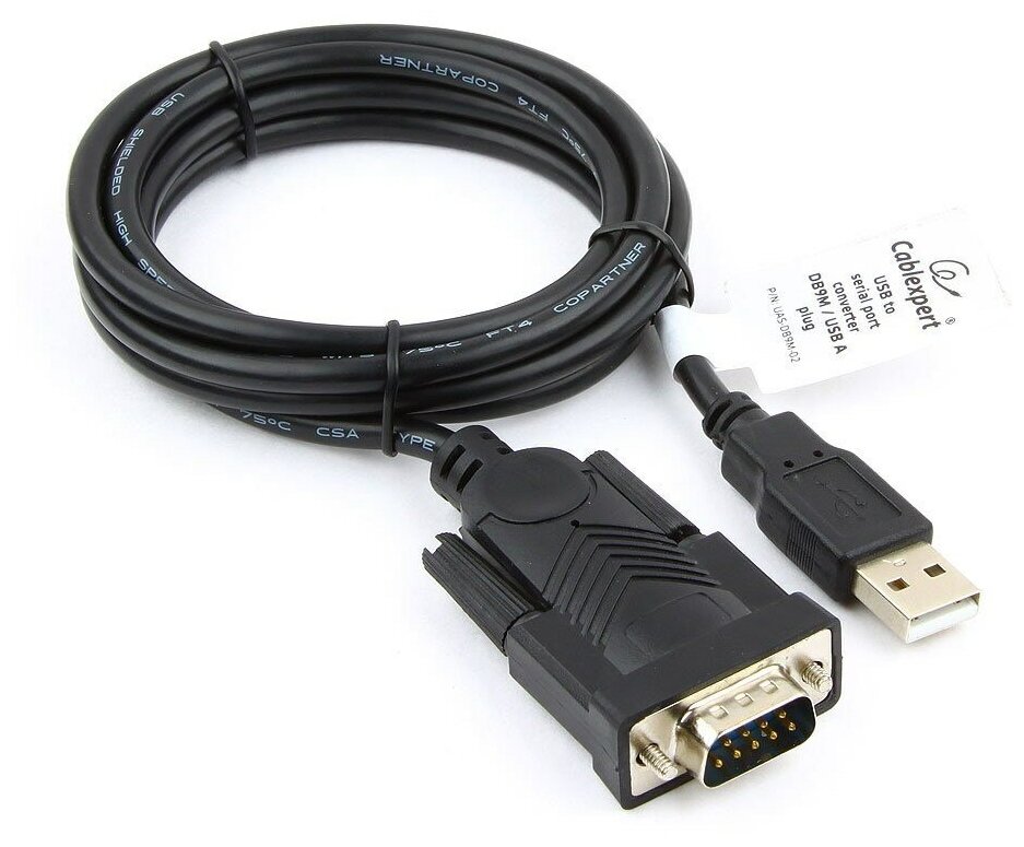 Переходник-конвертер USB-->COM Gembird UAS-DB9M-02 (Am-9m, чип Prolific PL2303TA, 1.5 м)