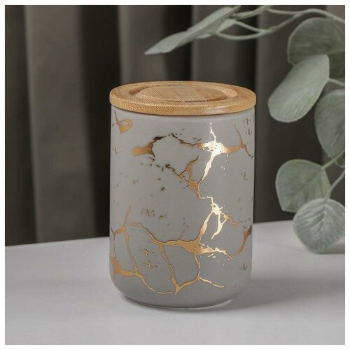 Банка для сыпучих продуктов Gold 350 мл 8х12 см цвет серый 835₽