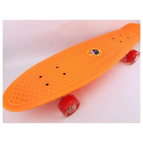Скейтборд пластик 27*7,5, шасси Al, колёса PU 60*45мм свет, цв. оранжевый