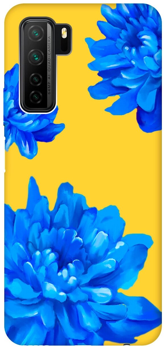 Силиконовый чехол на Honor 30S, Huawei Nova 7 SE, Хонор 30с Silky Touch Premium с принтом "Amazing Asters" желтый