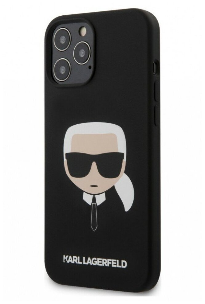 Чехол Lagerfeld для iPhone 12 Pro Max (6.7) Liquid silicone Karl's Head Hard Black