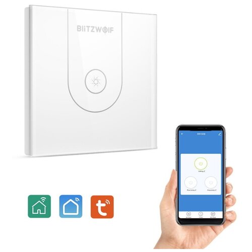 Умный настенный выключатель света BlitzWolf BW-SS9 1 Way Wi-Fi Smart Wall Light Switch White