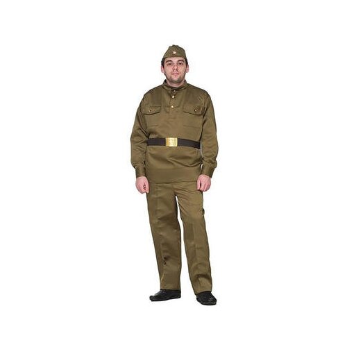 костюм солдат 12119 48 50 Костюм военного Солдат люкс, пилотка, гимнастёрка, ремень, брюки, р. 50-52, рост 180-190 см 262457
