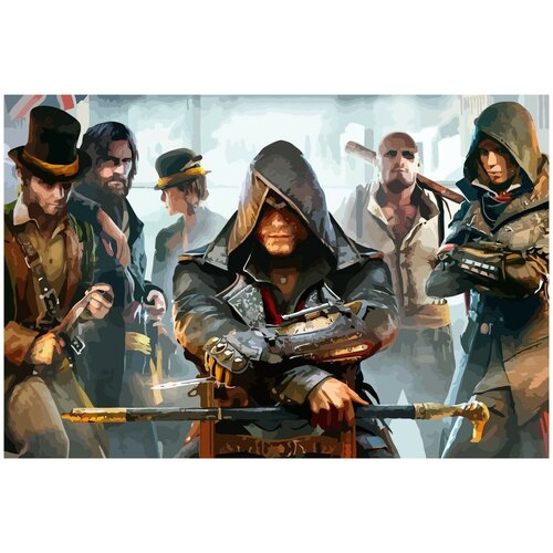 Картина по номерам на холсте Assassins Creed syndicate - 1 эксклюзивная кастомная обложка assassins creed syndicate для ps4