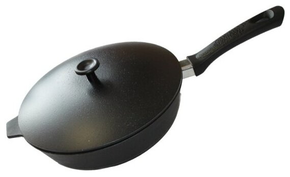 Сковорода Камская Посуда с бакелитовой ручкой, алюминиевой крышкой 26 см
