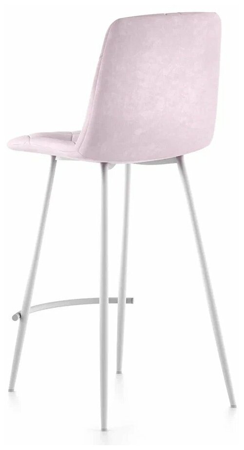 Барный стул Ричи, DecoLine, велюр розовый, каркас белый, антикоготь, 1 шт. - фотография № 4