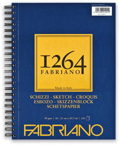 Бумага для графики Fabriano Альбом для графики SKETCH 1264 Fabriano, А4 90г/м2 слон. кость, 120л. (спираль по длинной стороне)