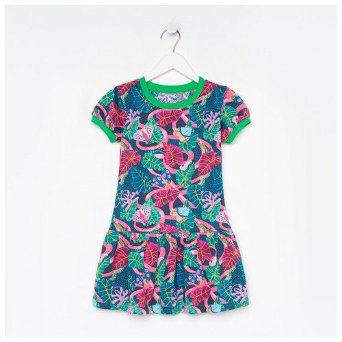 Платье Юниор Текстиль, размер 32, синий, фуксия лосины для девочки цвет розовый рост 116 см