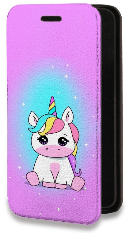 Дизайнерский горизонтальный чехол-книжка для Хуавей П Смарт 2021 / Huawei P Smart (2021) Единорог