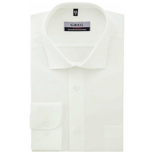 фото Рубашка мужская длинный рукав greg 510/199/alt, прямой силуэт / сlassic fit, цвет бежевый, рост 186-194, размер ворота 44