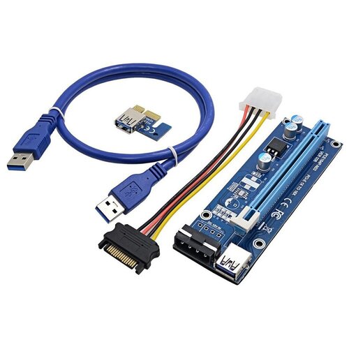 Райзер для видеокарты PCI-E 1X - 16X molex 4 pin 60см