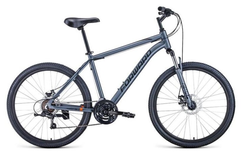 Велосипед FORWARD HARDI 26 2.1 D (26" 21 ск. рост. 18") 2022, серый матовый/черный, RBK22FW26707