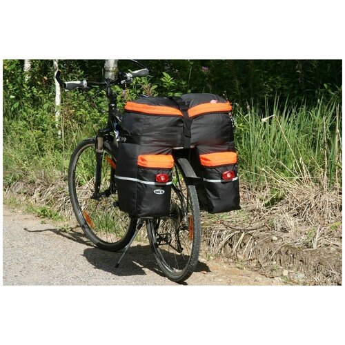 фото Велосумка, велобаул, сумка на багажник, пик-99, трек-62, для начинающих велотуристов, оранжевые вставки пик 99