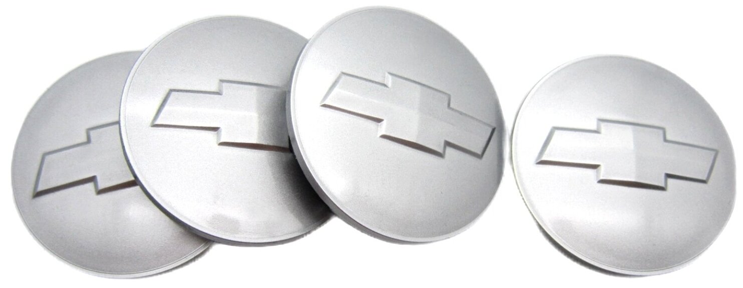 Колпачок, заглушка для литого диска КиК Шевроле, серебристый, комплект 4 шт.