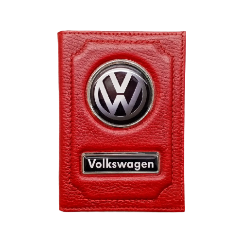 Обложка для автодокументов и паспорта Volkswagen (фольксваген) кожаная флотер