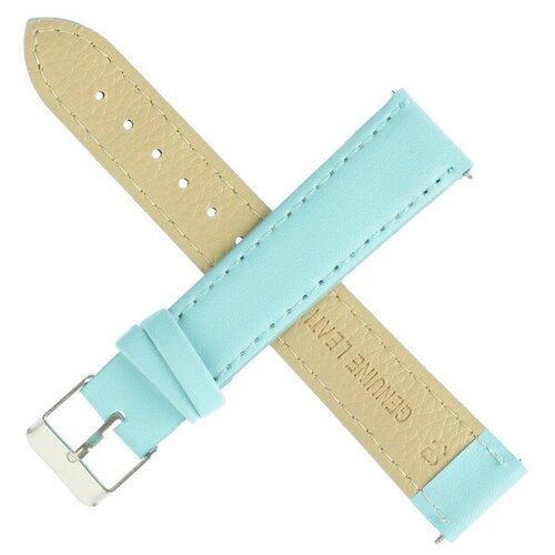 фото Ремешок для часов, женский, 18 мм, длина 20 см, натуральная кожа, голубой art-p