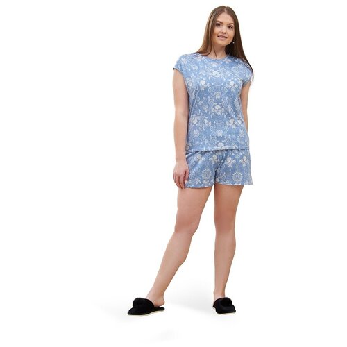 фото Комплект el fa mei, футболка, шорты, застежка отсутствует, короткий рукав, размер 50, синий