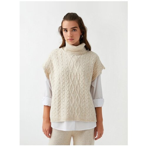 фото Жилет koton 2kak92978ht063, бежевый, xl