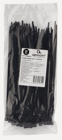 Изображение товара Стяжки Cablexpert NYT-200x4.8В пластиковые 200 мм х 4.8 мм, чёрные (100 шт.)