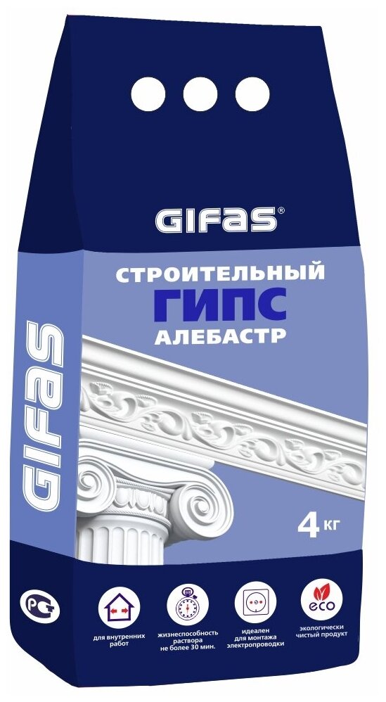 фото Гипс строительный (Алебастр) Gifas (4 кг)