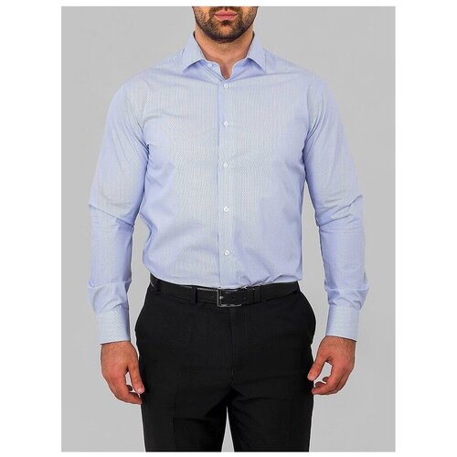 фото Рубашка мужская длинный рукав greg 211/199/257/z, полуприталенный силуэт / regular fit, цвет голубой, рост 174-184, размер ворота 39