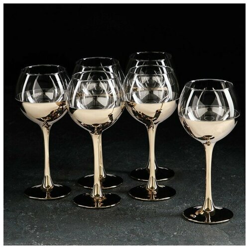 Набор бокалов для вина «Венеция», 280 мл, 6 шт, цвет золото