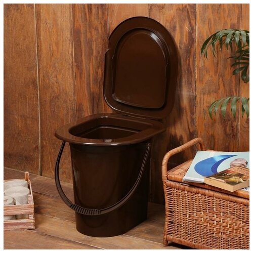 Ведро-туалет, 17 л, съёмный стульчак, коричневый./В упаковке: 1
