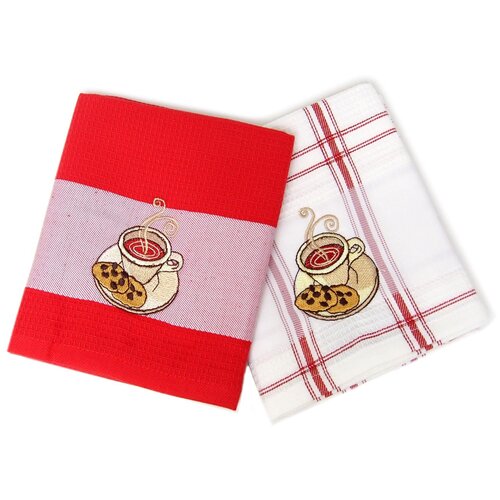 фото Tana home collection кухонное полотенце desert цвет: белый, красный (45х70 см - 2 шт) br42058