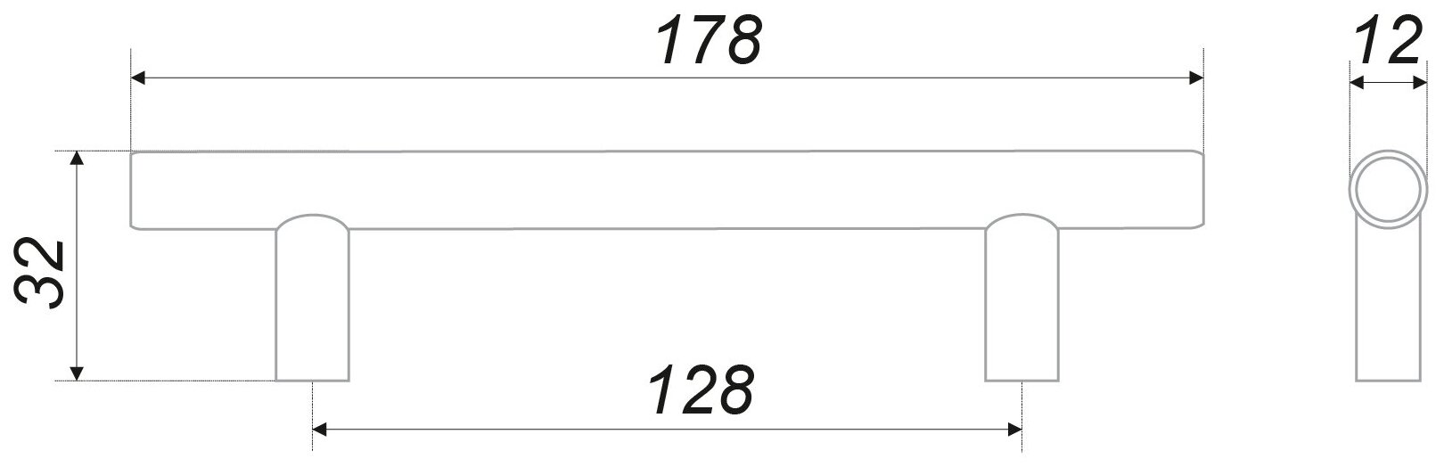 Мебельная ручка - рейлинг, длина 128 мм, диаметр 12 мм, цвет - матовый хром - фотография № 4