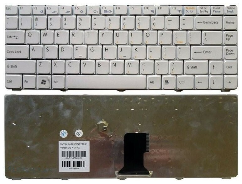 Клавиатура для ноутбука Sony Vaio VGN-NR21Z белая 4060₽