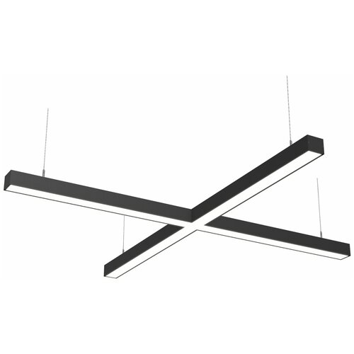 Светильник светодиодный потолочный подвесной Х-образный черный на кухню, детскую, прихожую люстра Рассвет, LED, 1190х1190х50х50, 4000K, 72W