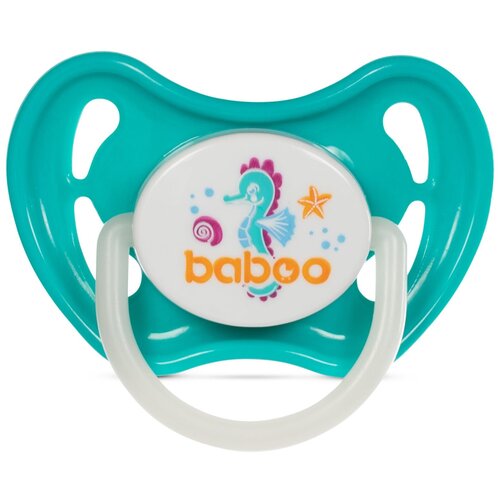 Пустышка силиконовая анатомическая круглая ночная baboo Sealife 0+ м, зеленый