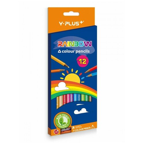 Цветные карандаши + точилка Y-PLUS Rainbow, 12 цветов