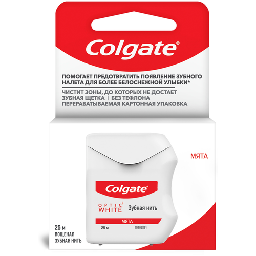 Зубная нить COLGATE Optic White Профилактика зубного налета