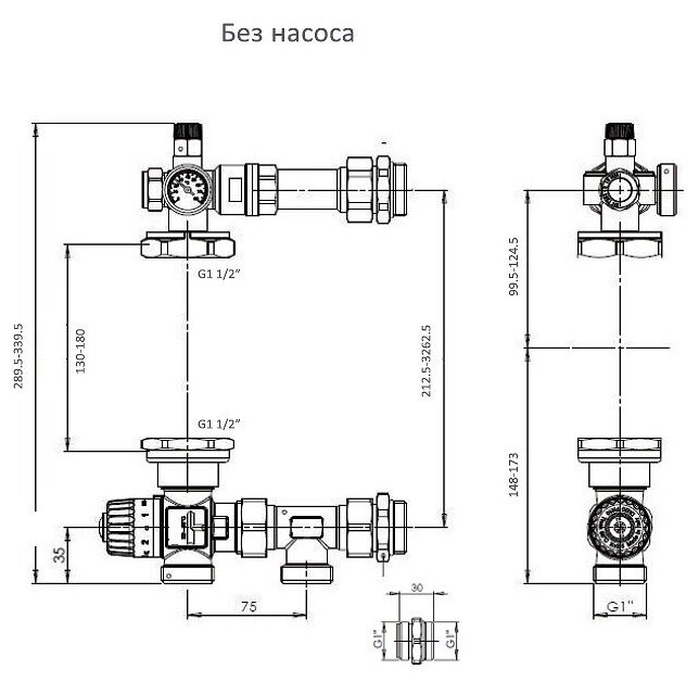 Комплектесительный узел JH-1035 с насосом 25-6-180 для теплого пола