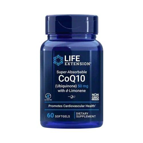 Life Extension Super-Absorbable CoQ10 (Ubiquinone) with d-Limonene (Сверхусваиваемый CoQ10 (убихинон) с d-Лимонином) 50 мг 60 капсул