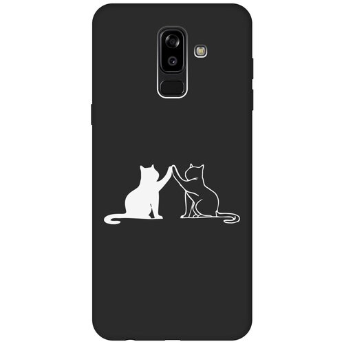 Матовый Soft Touch силиконовый чехол на Samsung Galaxy J8, Самсунг Джей 8 с 3D принтом Cats W черный матовый soft touch силиконовый чехол на samsung galaxy j8 самсунг джей 8 с 3d принтом k heart черный