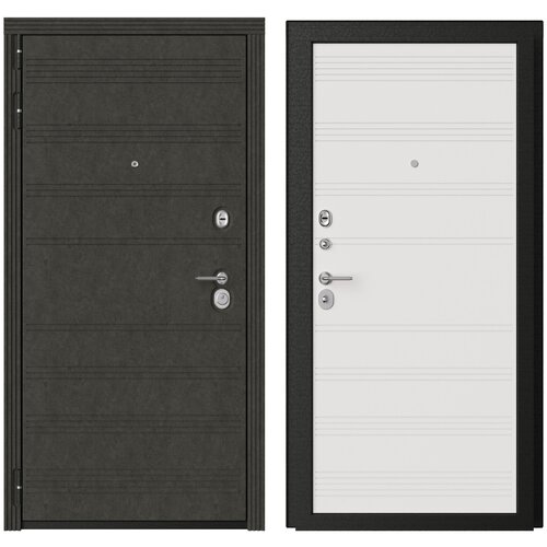 Флагман 6.1 Муар Чёрный, Бетон Антрацит | Белый Матовый 960*2050 L Левое