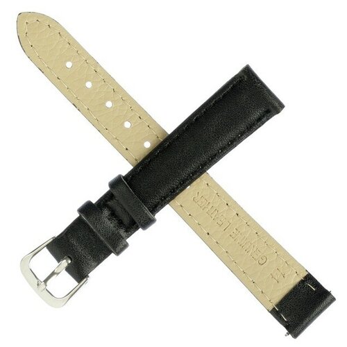 фото Ремешок для часов, женский, 14 мм, длина 18 см, натуральная кожа, черный