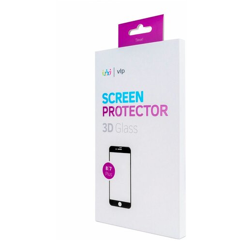 Защитное стекло VLP Стекло 3D защитное vlp для iPhone 8 Plus /7 Plus, олеофобное, с черной рамкой