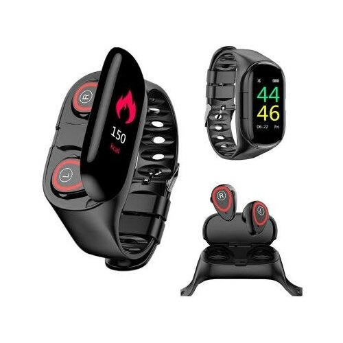 Смарт-часы 2 в 1 - Фитнес-браслет наушники чёрный 478000₽