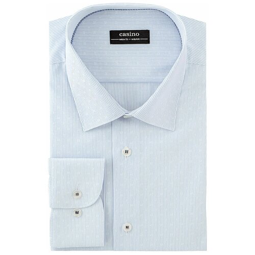 фото Рубашка мужская длинный рукав casino c211/157/194/z/1p, полуприталенный силуэт / regular fit, цвет голубой, рост 164-172, размер ворота 44