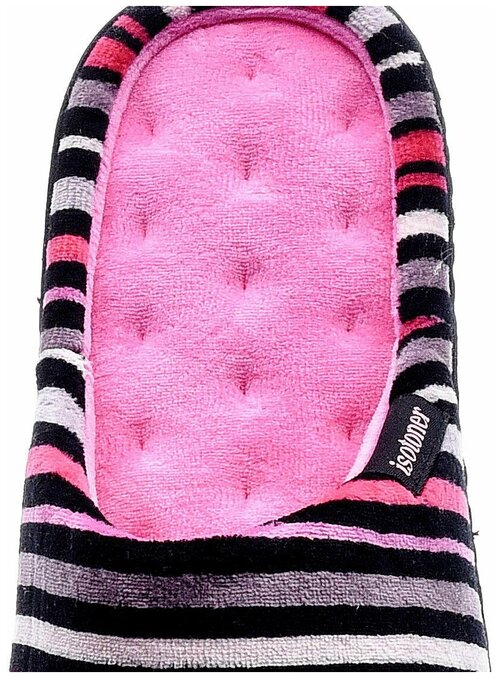 Тапочки  Isotoner, текстиль, нескользящая подошва, размер 35, черный, розовый