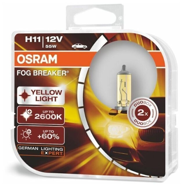 Комплект ламп H11 12V 55W PGJ19-2 FOG BREAKER 2600К 2шт OSRAM 62211FBRHCB | цена за 1 шт