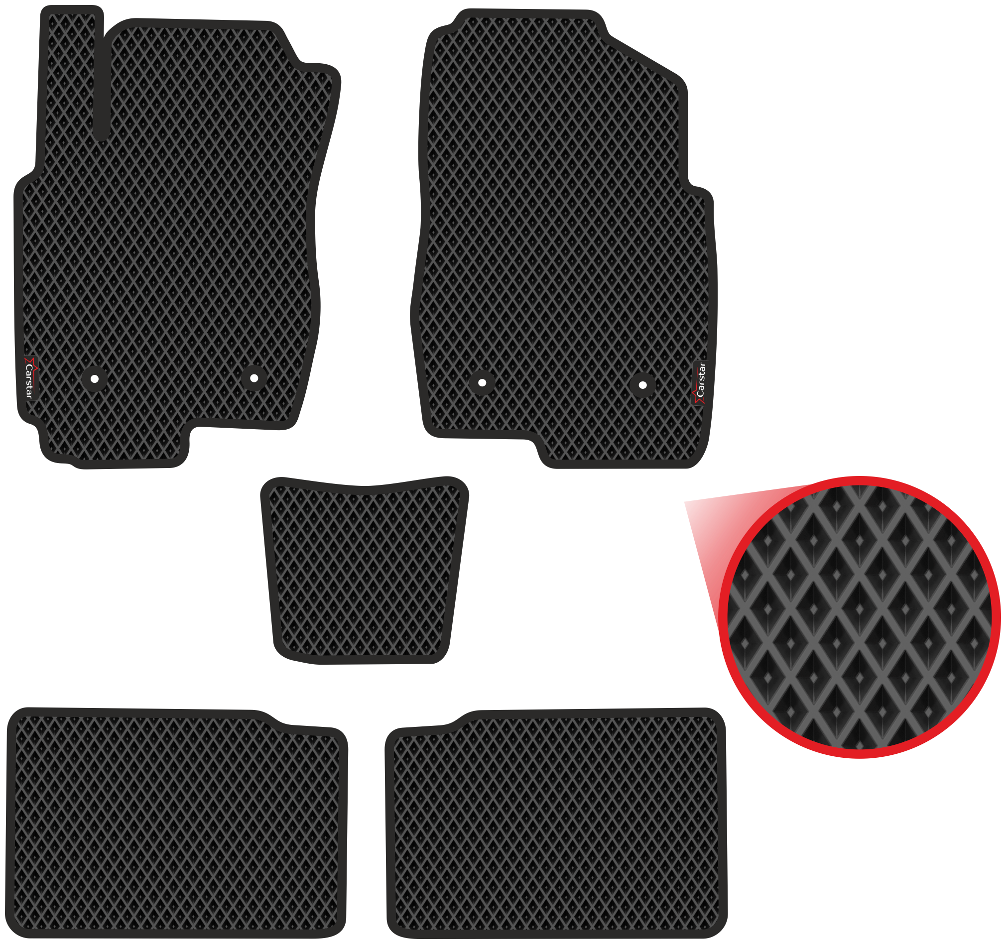 Автомобильные коврики EVA для FAW Besturn X80 (2013-н/в) чёрные с чёрным кантом ячейка - ромб