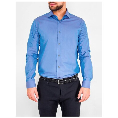 фото Рубашка мужская длинный рукав greg 220/131/250/h/z/1, полуприталенный силуэт / regular fit, цвет голубой, рост 174-184, размер ворота 45