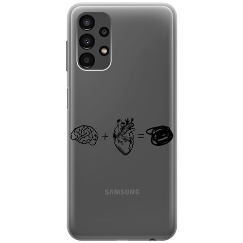 Силиконовый чехол на Samsung Galaxy A13 4G, Самсунг А13 4Г с 3D принтом Brain Plus Heart прозрачный силиконовый чехол на samsung galaxy a13 4g самсунг а13 4г silky touch premium с принтом brain plus heart w темно зеленый