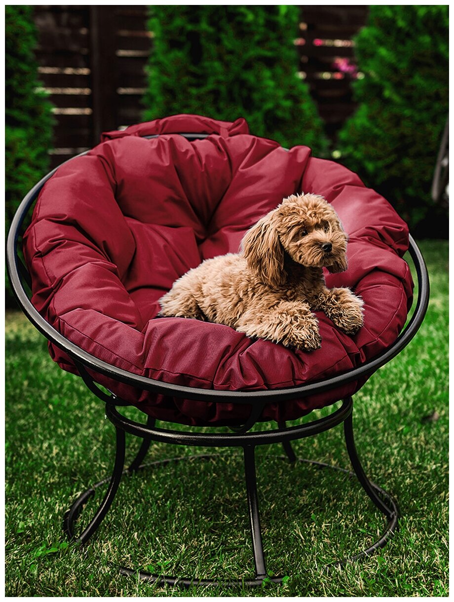 Кресло m-group папасан мини коричневое, красная подушка - фотография № 2